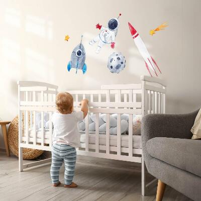 Wandsticker 80x135 Weltraumpastellmuster mit Astronauten und Raketen