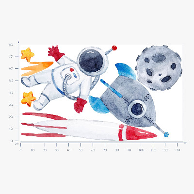 Wandsticker 80x135 Weltraumpastellmuster mit Astronauten und Raketen