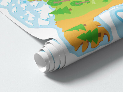 Wandsticker 80x114 Weltkarte in lehrreichen Pastellumrissen