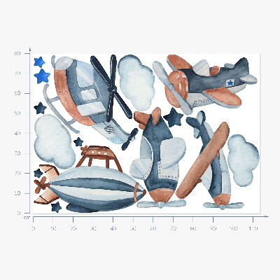 Wandsticker 80x114 Pastell-Luft-Transportmittel-Aquarell