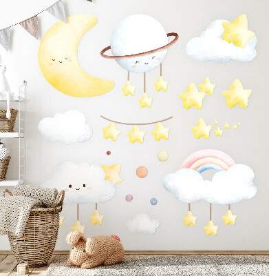 Wandsticker 80x108 Himmel und Raum in Boho-Pastelltönen
