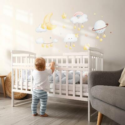 Wandsticker 80x108 Himmel und Raum in Boho-Pastelltönen