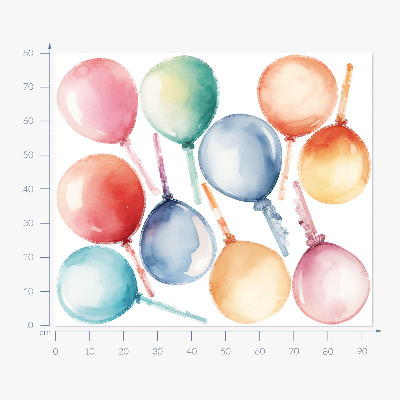 Wandsticker 80x93 Pastellfarbene Luftballons in farbenfroher Harmonie