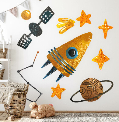 Wandsticker 80x115 Raketenillustrationen von Planeten und Sternen im Weltraum