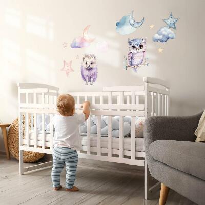 Wandsticker 80x106 Tiere im pastellfarbenen Zauber des Nachthimmels