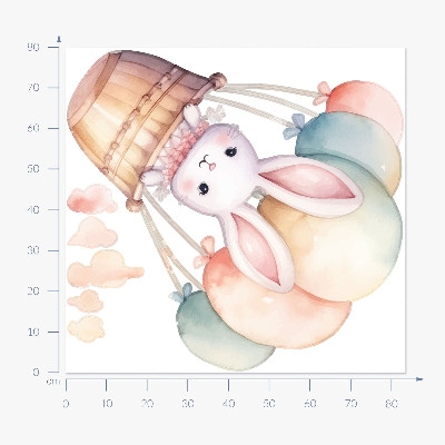 Wandsticker 80x84 Hase mit Luftballons in Aquarelltönen