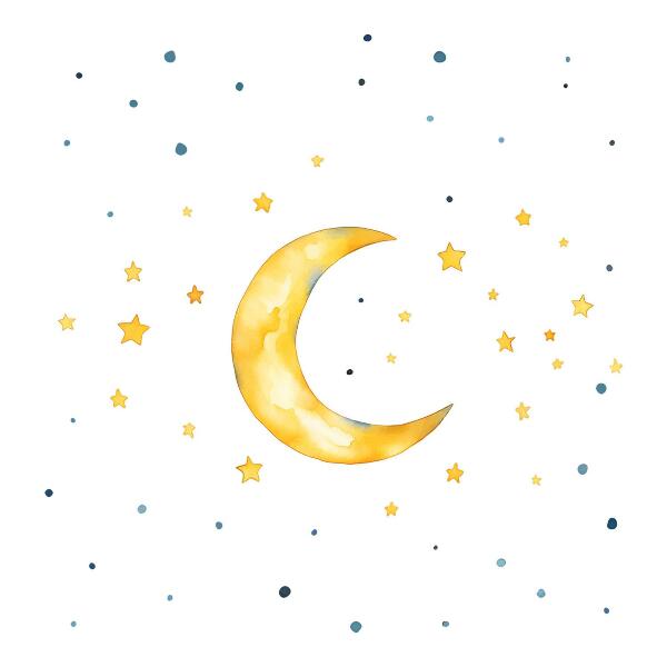 Wandsticker 80x87 Weltraumaquarellhimmel mit Mond und Sternen