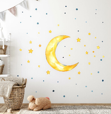 Wandsticker 80x87 Weltraumaquarellhimmel mit Mond und Sternen