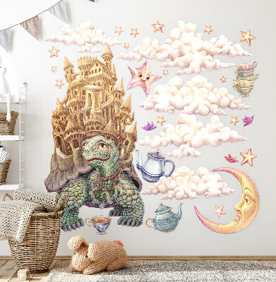 Wandtattoo 80x103 Tiere in pastellfarbener Cartoon-Ästhetik