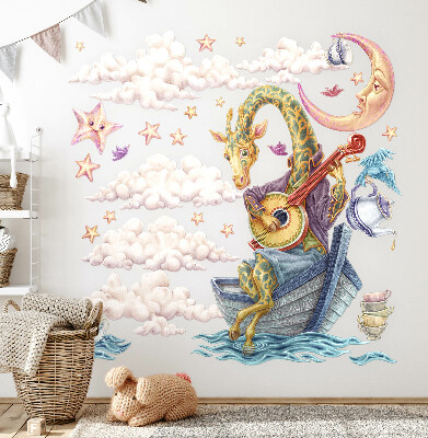 Wandtattoo 80x113 Pastelltiere im Cartoon-Stil
