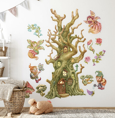 Wandtattoo 80x106 Waldmärchen und Pastellhäuschen