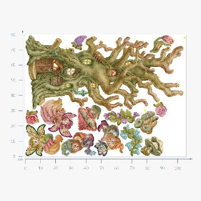 Wandtattoo 80x106 Waldmärchen und Pastellhäuschen
