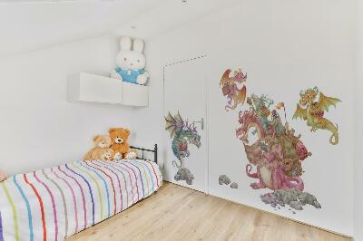 Wandtattoo 80x107 Märchendrachen in Pastelltönen