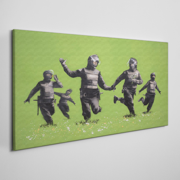 Bild auf leinwand Bereitschaftspolizei am Banksy Field