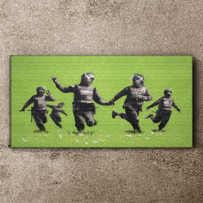 Bild auf leinwand Bereitschaftspolizei am Banksy Field