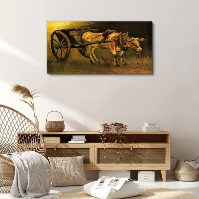 Foto auf leinwand Ochse am Karren