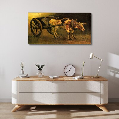 Foto auf leinwand Ochse am Karren