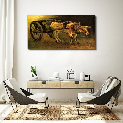 Foto auf leinwand Ochse am Karren