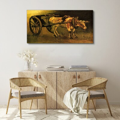 Foto auf leinwand Ochse am Karren