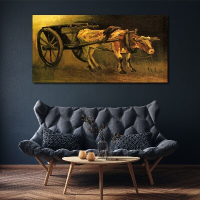 Foto auf leinwand Ochse am Karren