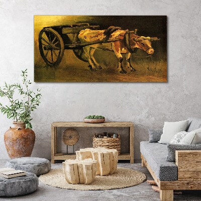 Foto auf leinwand Ochse am Karren