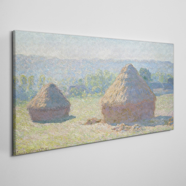 Foto auf leinwand Sommersonne über Heuhaufen