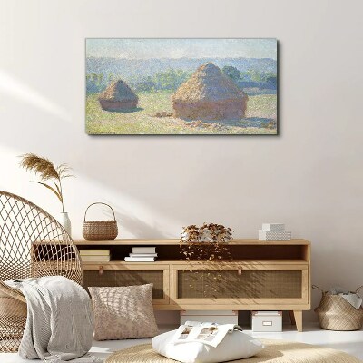 Foto auf leinwand Sommersonne über Heuhaufen