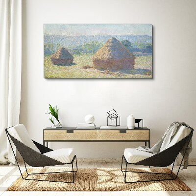 Foto auf leinwand Sommersonne über Heuhaufen
