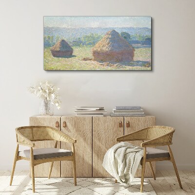 Foto auf leinwand Sommersonne über Heuhaufen