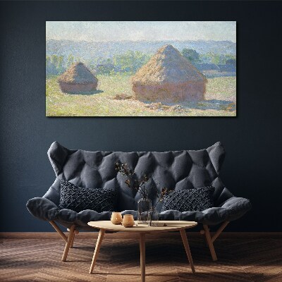 Foto auf leinwand Sommersonne über Heuhaufen