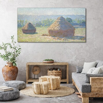 Foto auf leinwand Sommersonne über Heuhaufen