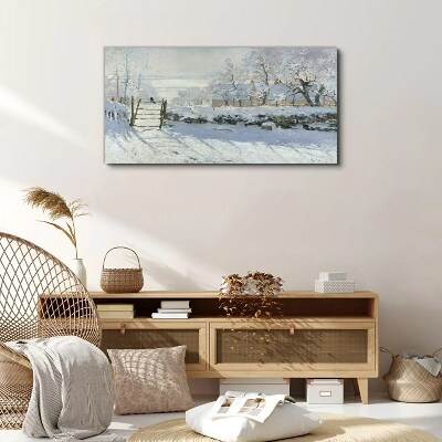 Leinwandbild Winterlandschaft mit Tor