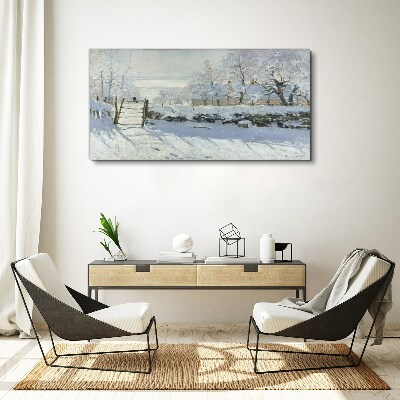 Leinwandbild Winterlandschaft mit Tor