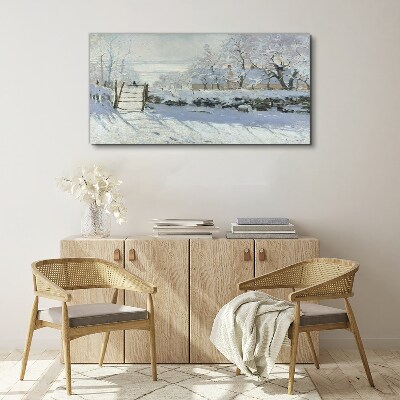 Leinwandbild Winterlandschaft mit Tor