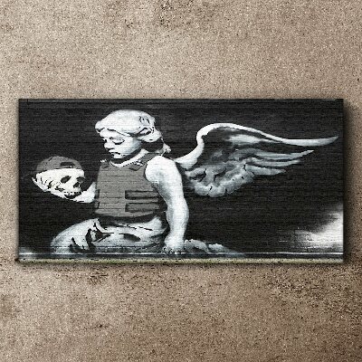 Bild auf leinwand Engel mit Totenkopf im Graffiti-Hintergrund