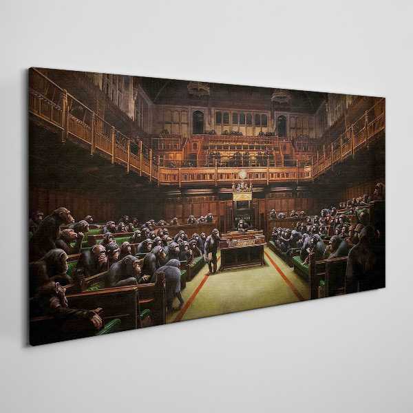 Wandbild Versammlung der Affen im Parlament