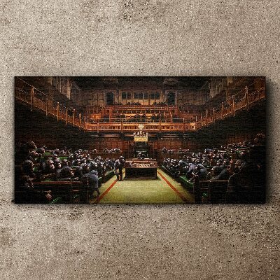 Wandbild Versammlung der Affen im Parlament