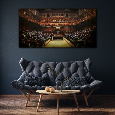 Wandbild Versammlung der Affen im Parlament