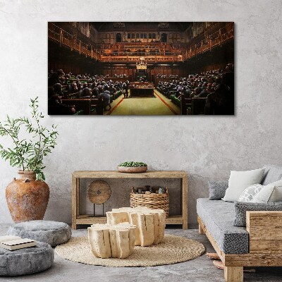 Wandbild Versammlung der Affen im Parlament