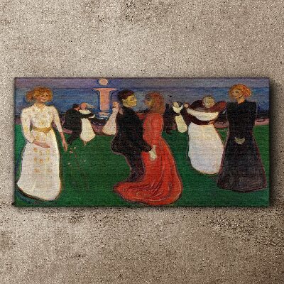 Foto leinwand Tanzende Figuren auf grünem Hintergrund
