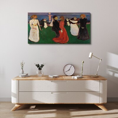 Foto leinwand Tanzende Figuren auf grünem Hintergrund