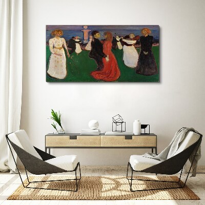 Foto leinwand Tanzende Figuren auf grünem Hintergrund