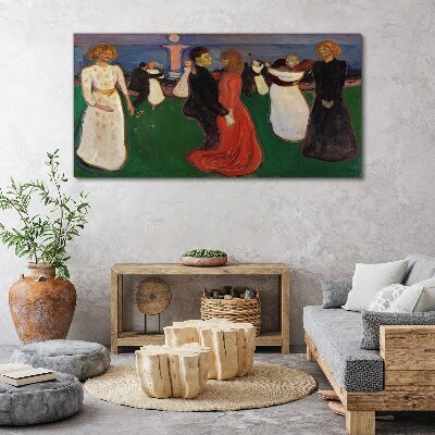 Foto leinwand Tanzende Figuren auf grünem Hintergrund