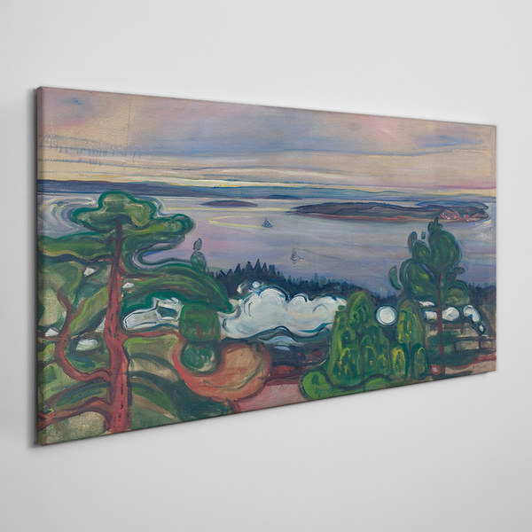 Foto auf leinwand Seelandschaft mit Bäumen