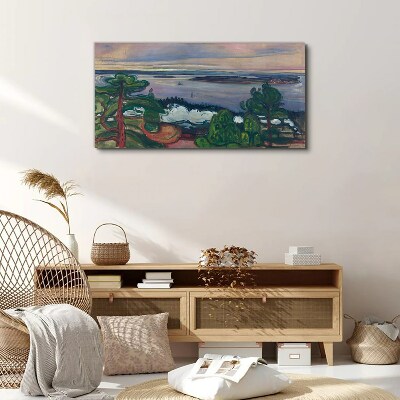 Foto auf leinwand Seelandschaft mit Bäumen