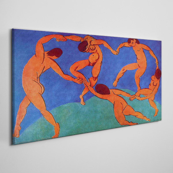 Foto auf leinwand Tanzende Figuren auf blauem Hintergrund