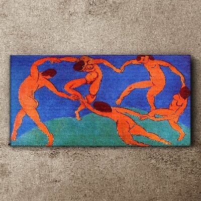 Foto auf leinwand Tanzende Figuren auf blauem Hintergrund
