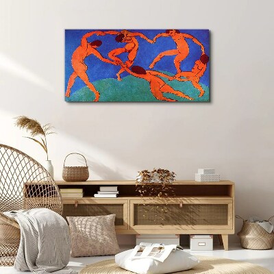 Foto auf leinwand Tanzende Figuren auf blauem Hintergrund