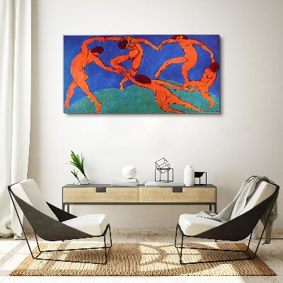 Foto auf leinwand Tanzende Figuren auf blauem Hintergrund