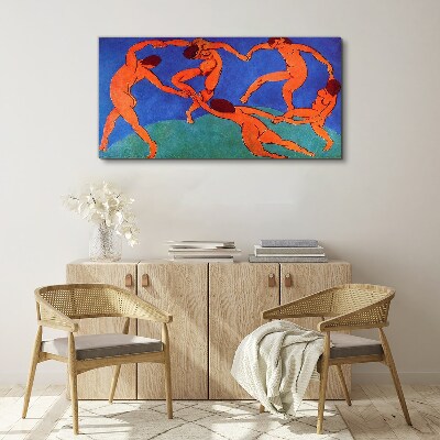 Foto auf leinwand Tanzende Figuren auf blauem Hintergrund